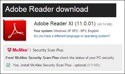 Adobe / McAfee Foistware