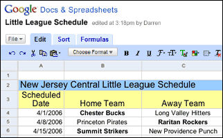 Google Docs Spreadsheet