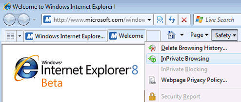 IE8 private browsing