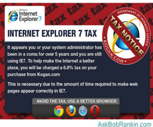 Tax on Internet Explorer 7