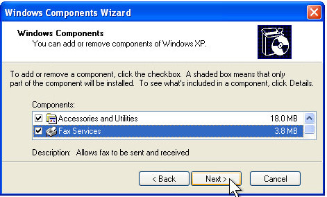 installing windows xp fax software