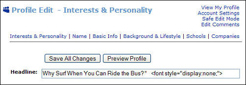 Myspace hiding