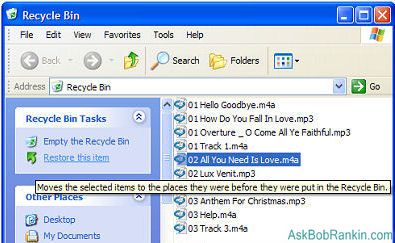 Recover deleted files - Recycle Bin