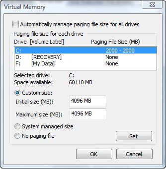 change virtual memory in windows vista