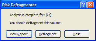 Analyze Disk - Defragment