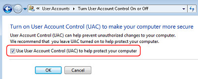 Disable Vista UAC