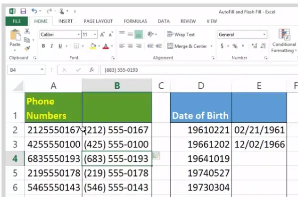 Flash Fill in Excel