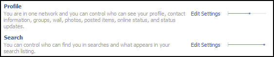 Facebook profile privacy settings