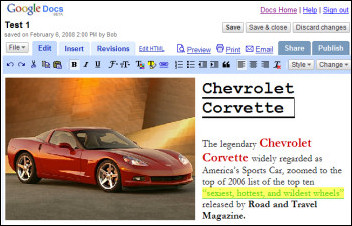 Google Docs web-based word processor