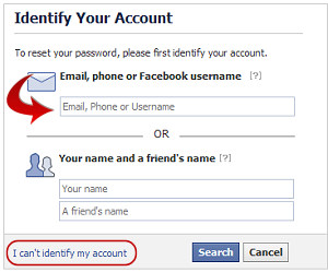 facebook forgot account and password