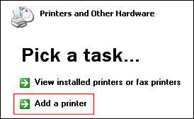 control panel - add a printer