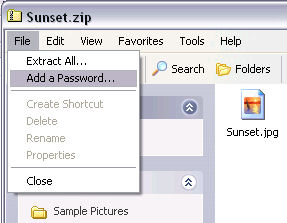 password protecting a file in a compressed folder