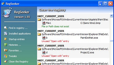 RegSeeker registry cleaner