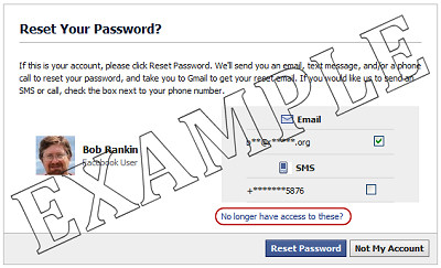 lost facebook login information