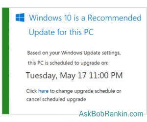 Unwanted Windows 10 upgrade scheduled