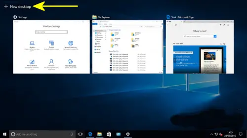 hotkey for task view windows 10