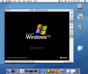 Windows XP running on Mac OS X desktop